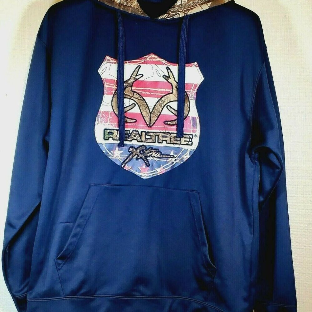 REALTREE STAGHORN New Mountaineer Hoodie Large Navy Blue
